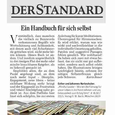 Esther & Johannes Narbeshuber, Buchbesprechung im STANDARD 2019